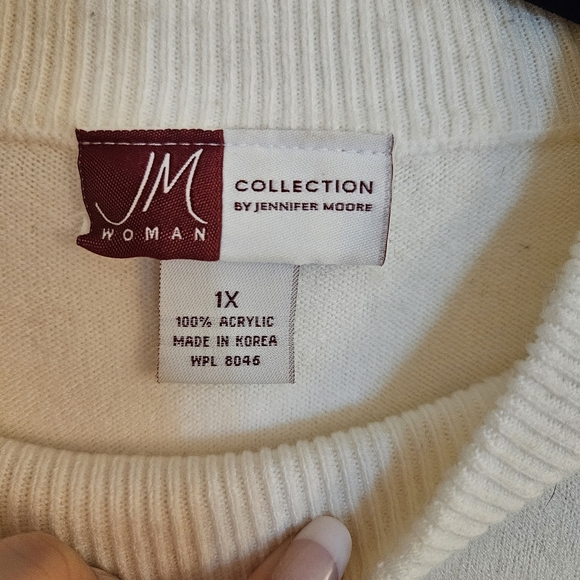 JM Woman by Jennifer Moore Cream Mock Neck Short Sleeve Sweater Top 1X Plus Size - Picture 4 of 6